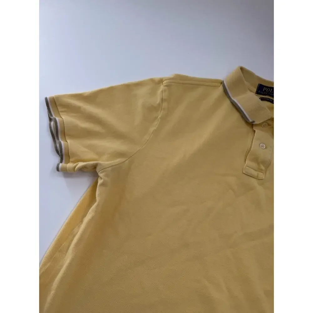 POLO Ralph Lauren Men’s Butter Yellow Polo Shirt Short Sleeve Cotton Large